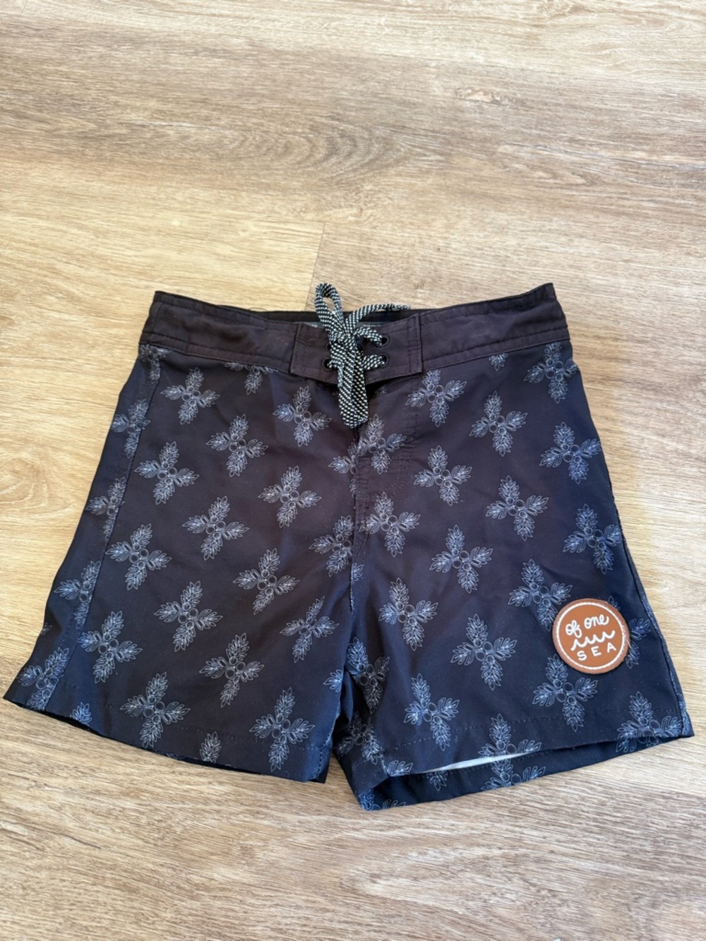 Sea One Black Floral Kids' Swim Trunks